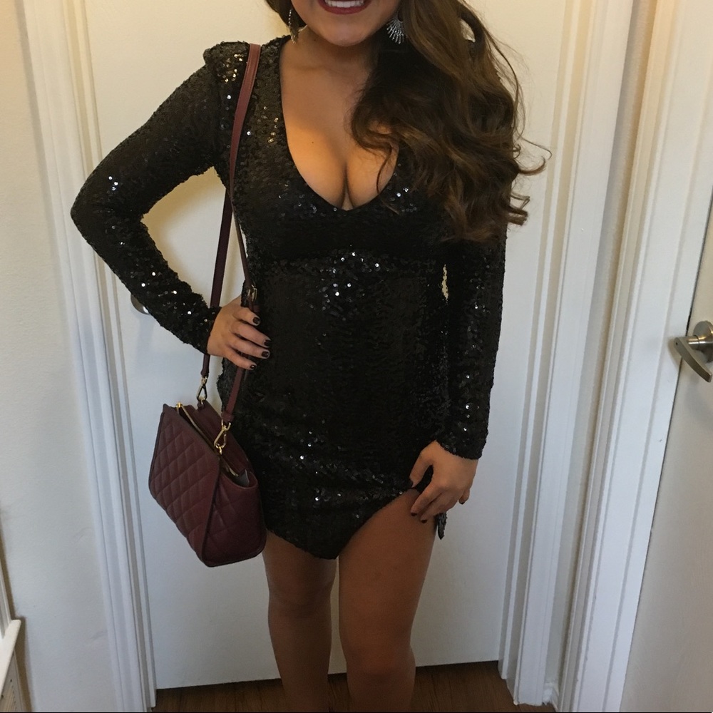 Black sequined BEBE Dress